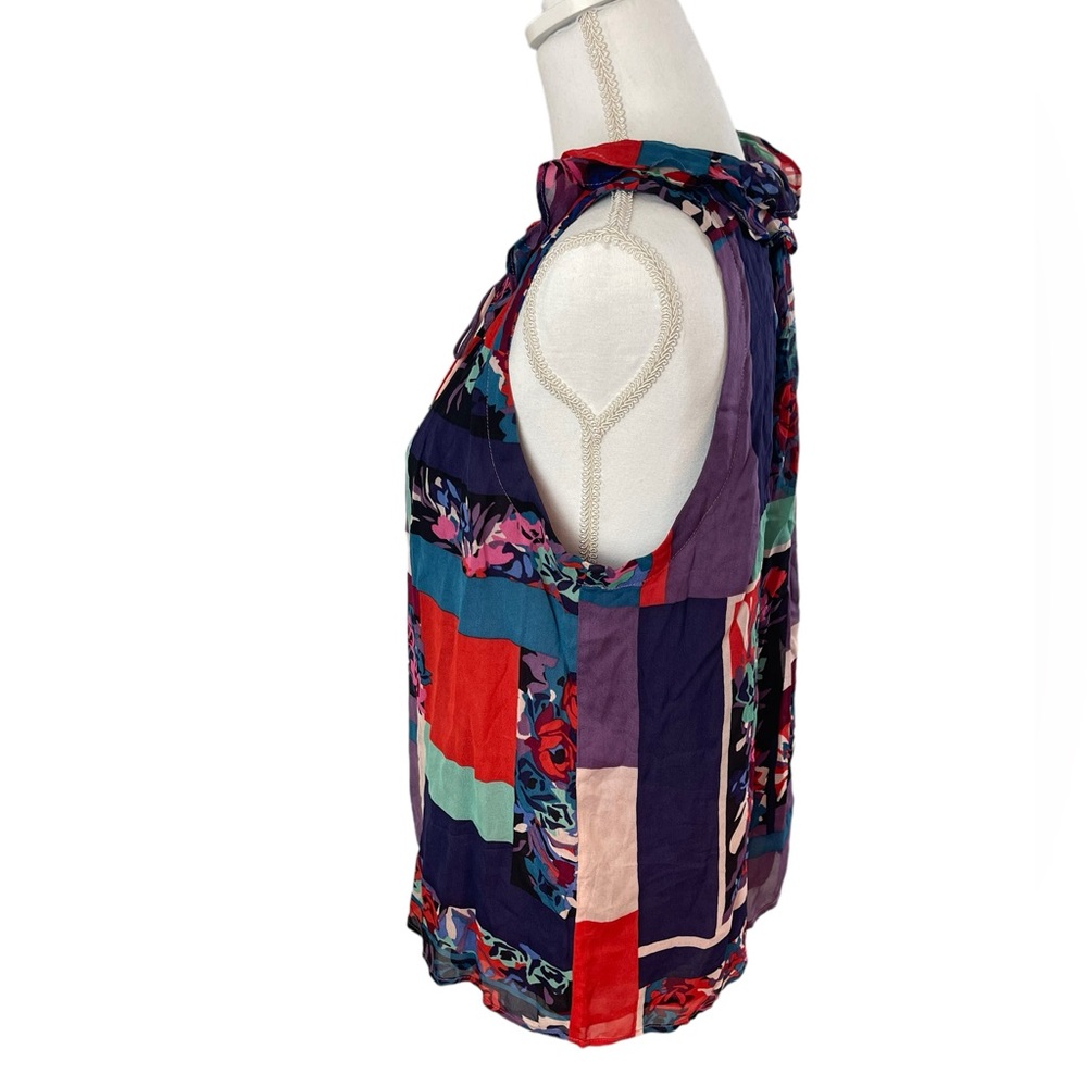 Maeve by Anthropologie sleeveless multicolor floral ruffle collar top - Picture 6 of 12